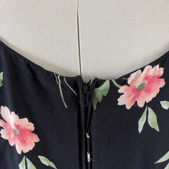 Vtg Y2K 2000s Cimmaron Plus Black Dark Floral Maxi Dress Wmns Sz 16 Cottagecore - Picture 5 of 11